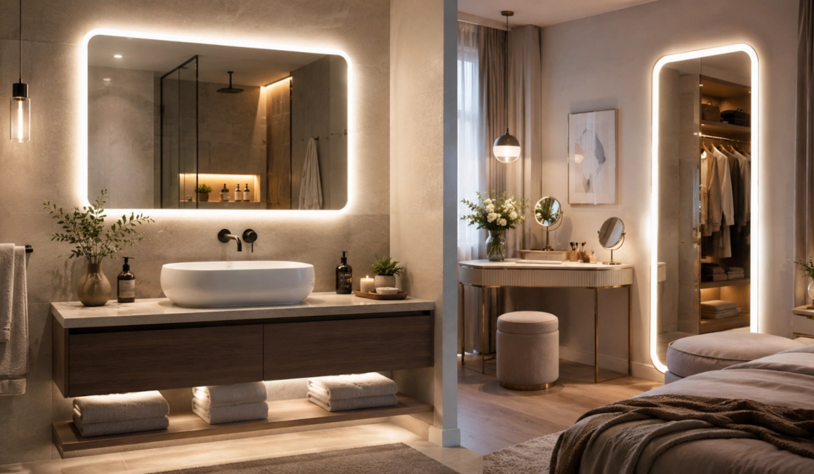 Oglinzi LED în baie și dormitor – lumină modernă, confort și eleganță într-un singur produs