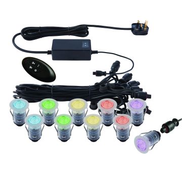 Lampă cu senzor de mișcare IKONPRO 59136 10x0.75W/SMD 5050 RGB IP67 de la Endon