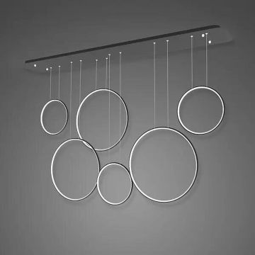 Lampă cu pendul Ledowe okręgi LA076/P_180_in_3k_black 3000K 6x130W/LED 7800lm IP44 de la Altavola Design