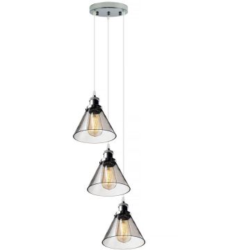 Lampă cu pendul NEW YORK LOFT LA034/CO3_smoky_chrom 3x40W/E27 IP20 de la Altavola Design