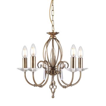 Candelabru AEGEAN AG5-AGED-BRASS 5x60W/E14 de la Elstead Lighting