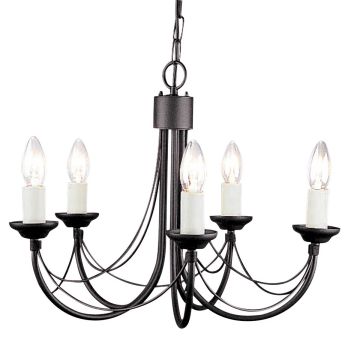 Candelabru CARISBROOKE CB5-BLACK 5x60W/E14 de la Elstead Lighting