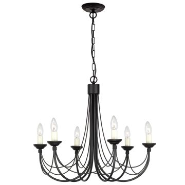 Candelabru CARISBROOKE CB6-BLACK 6x60W/E14 de la Elstead Lighting