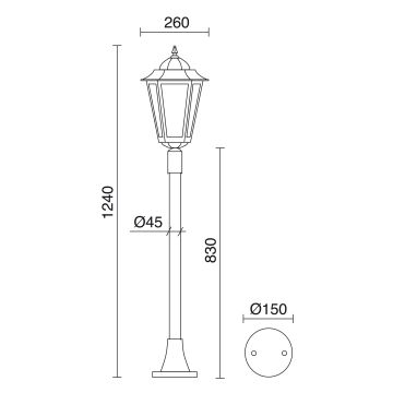 Lampă de podea ELITE 6 096P-G05X1A-02 1x42W/E27 IP43 de la Novolux