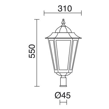 Corp de iluminat pentru felinar ELITE 6 096Q-G05X1A-02 1x70W/E27 IP43 de la Novolux