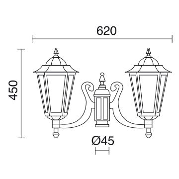 Corp de iluminat pentru felinar ELITE 6 096S-G05X1A-01 2x70W/E27 IP43 de la Novolux