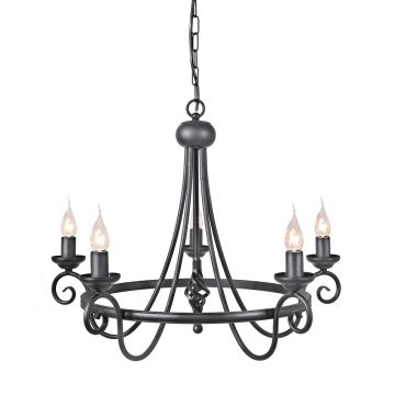 Candelabru HARLECH HR5-BLACK 5x60W/E14 de la Elstead Lighting
