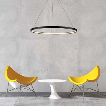 Lampă cu pendul Ring LP-909/1P L BK CCT 3000K|4000K|6000K 1x48 W/LED 2880 lm IP20 de la Light Prestige