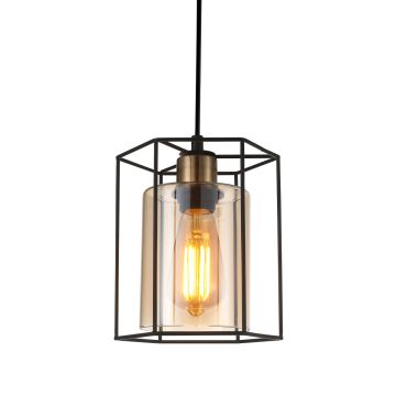Lampă cu pendul KALULA PND-78901-1-BK+AMB 1x40W/E27 IP20 de la Italux