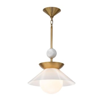 Lampă cu pendul Saucer QN-SAUCER-1P-M-AB-OPAL 1x40W/E27 IP20 de la Quintiesse