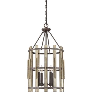 Lampă cu pendul WOOD HOLLOW QZ-WOOD-HOLLOW-4P 4x60W/E14 de la Quoizel
